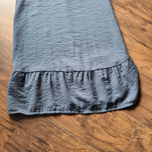 Mango Basics Womans Dark Blue Scoop Neckline sleeveless Ruffle Dress Size 4 - Picture 3 of 7